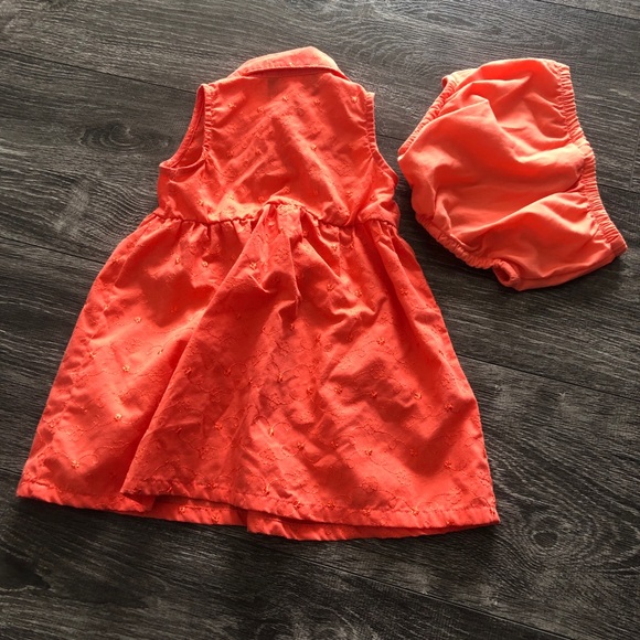 Orange embroidered dress with matching bloomers - Picture 3 of 4